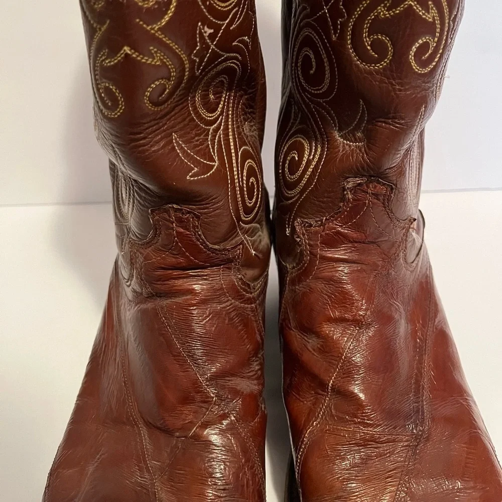 Men's Brown Style 08207 Leather Justin Cowboy Boots Sz 8.5 D